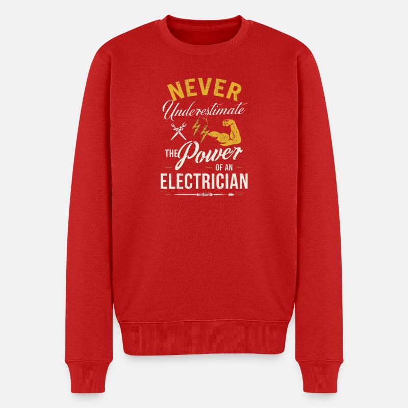 Die Leistung eines Elektrikers - Männer Premium Bio Pullover - Rot