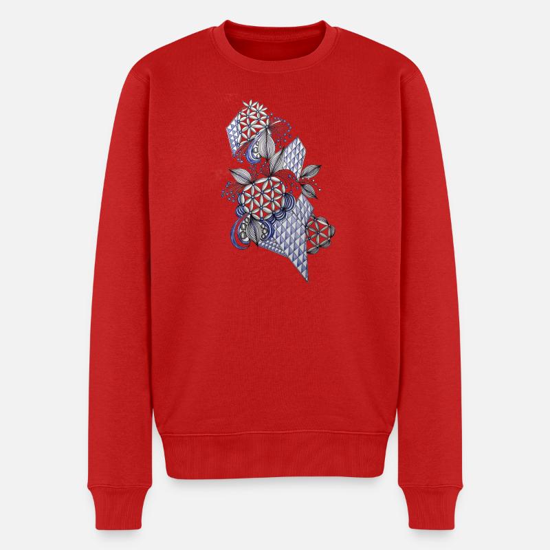 Diamantblüten Ornament - Männer Premium Bio Pullover - Rot