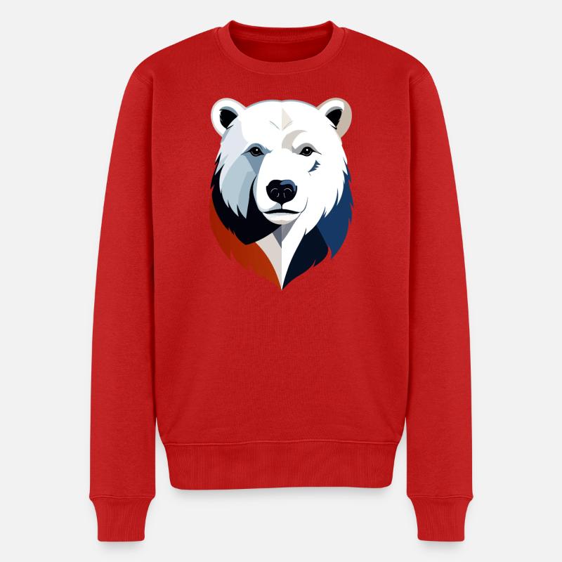 Geometrischer Polarbär Farbsplit - Männer Premium Bio Pullover - Rot
