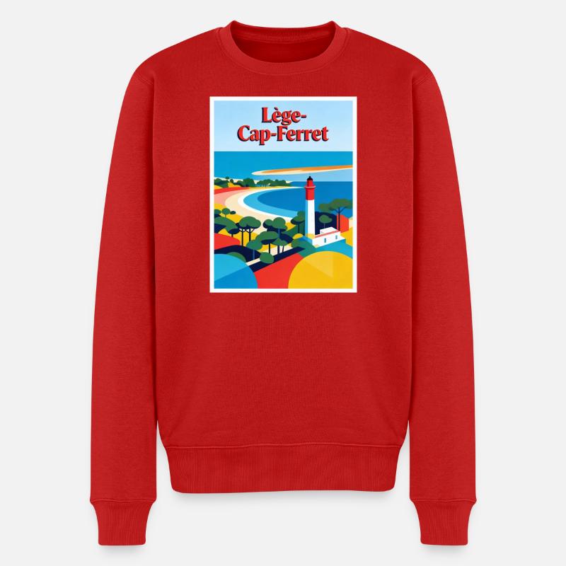 Lège Cap-Ferret Retro-Leuchtturm - Männer Premium Bio Pullover - Rot