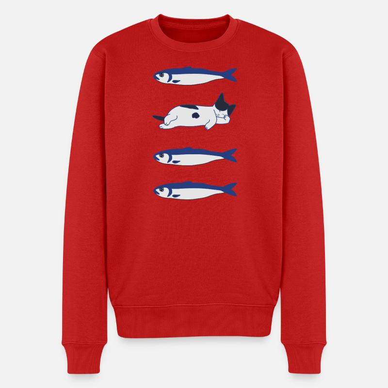Fisch und Kit - Männer Premium Bio Pullover - Rot