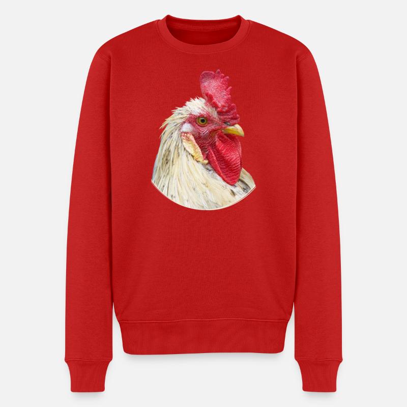Hahn Hahnenkamm Huhn Prachtexemplar - Männer Premium Bio Pullover - Rot