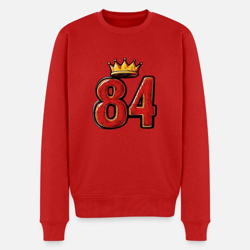 84 Zahl Krone - Männer Premium Bio Pullover - Rot