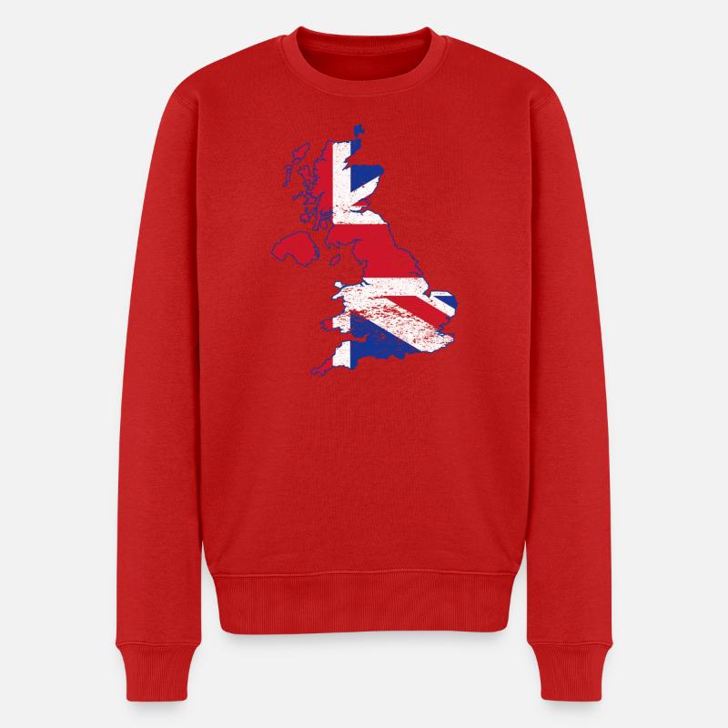 Union Jack UK Karten-Kunst-Overlay - Männer Premium Bio Pullover - Rot
