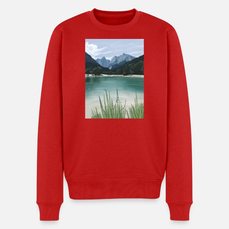 See und Wälder - Männer Premium Bio Pullover - Rot