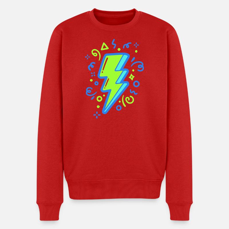 Energiestrahl mit Neonfarben - Männer Premium Bio Pullover - Rot