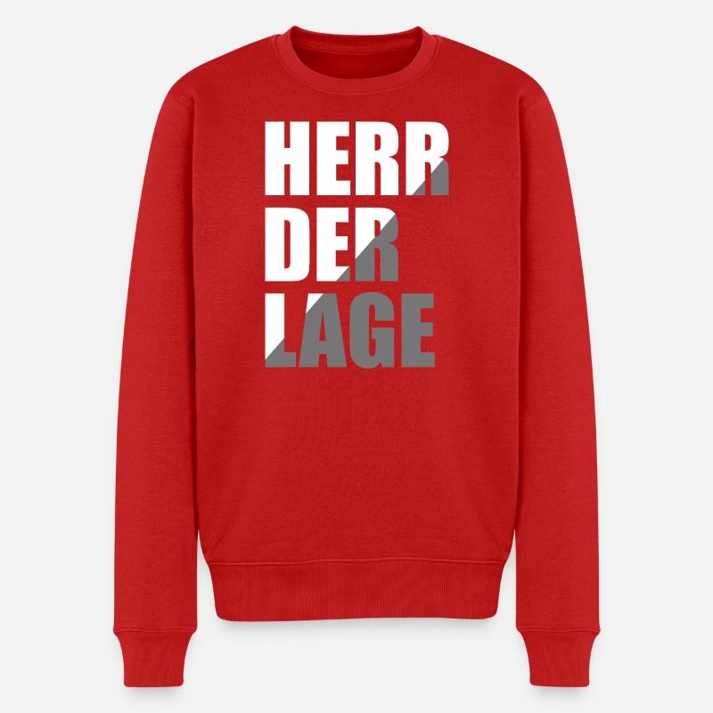 Herr der Lage - Männer Premium Bio Pullover - Rot