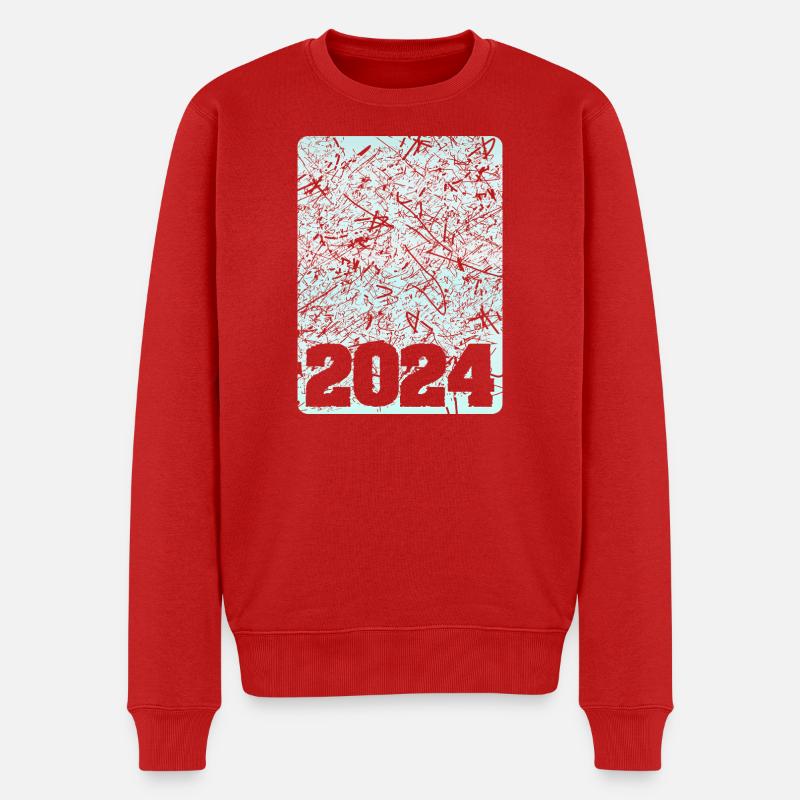2024 - Männer Premium Bio Pullover - Rot