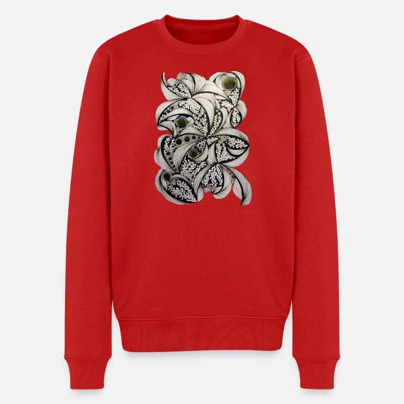 Blattwirbel Ornament - Männer Premium Bio Pullover - Rot