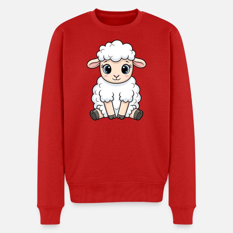 Kuscheliges Lamm Cartoon - Männer Premium Bio Pullover - Rot