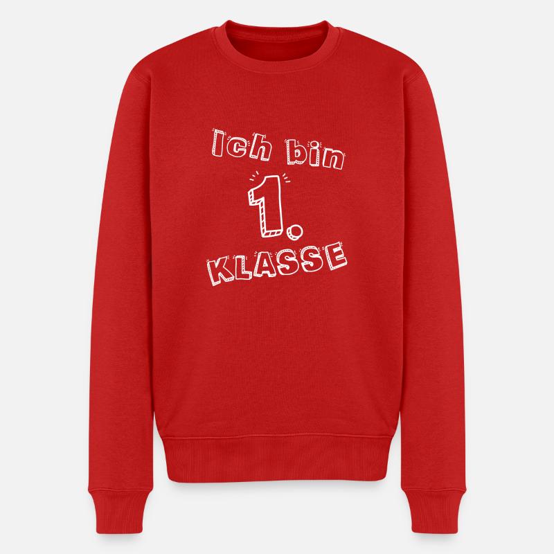 Einschulung Ich Bin 1. Klasse Schulanfänger - Männer Premium Bio Pullover - Rot
