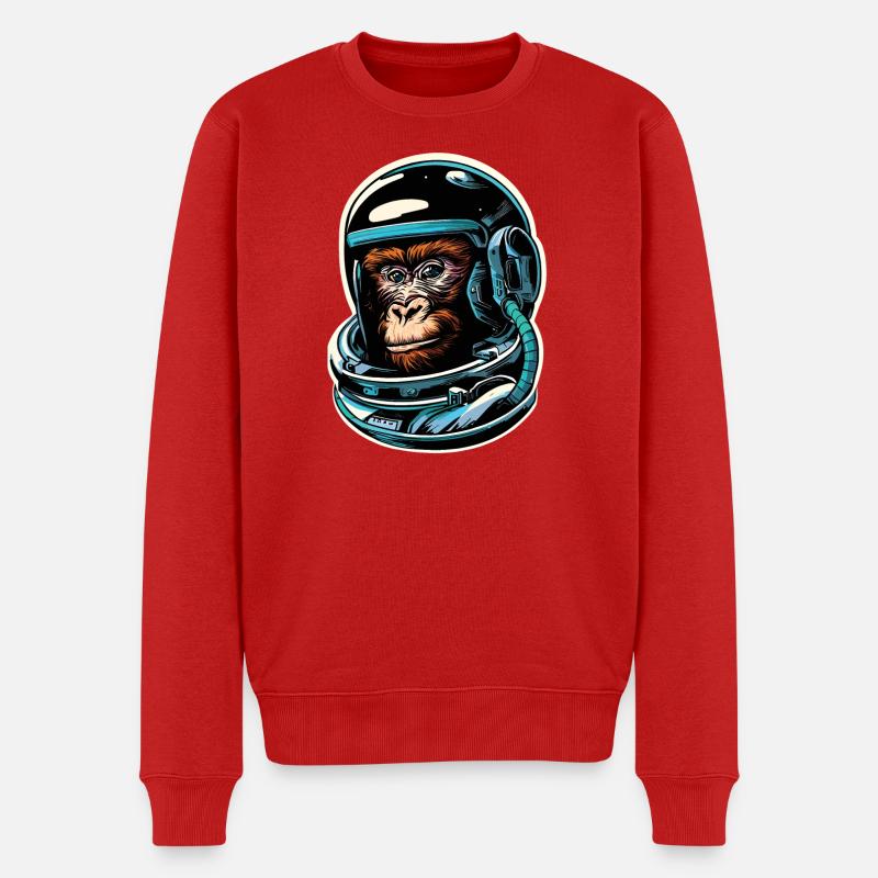 Weltraum-Affe - Männer Premium Bio Pullover - Rot