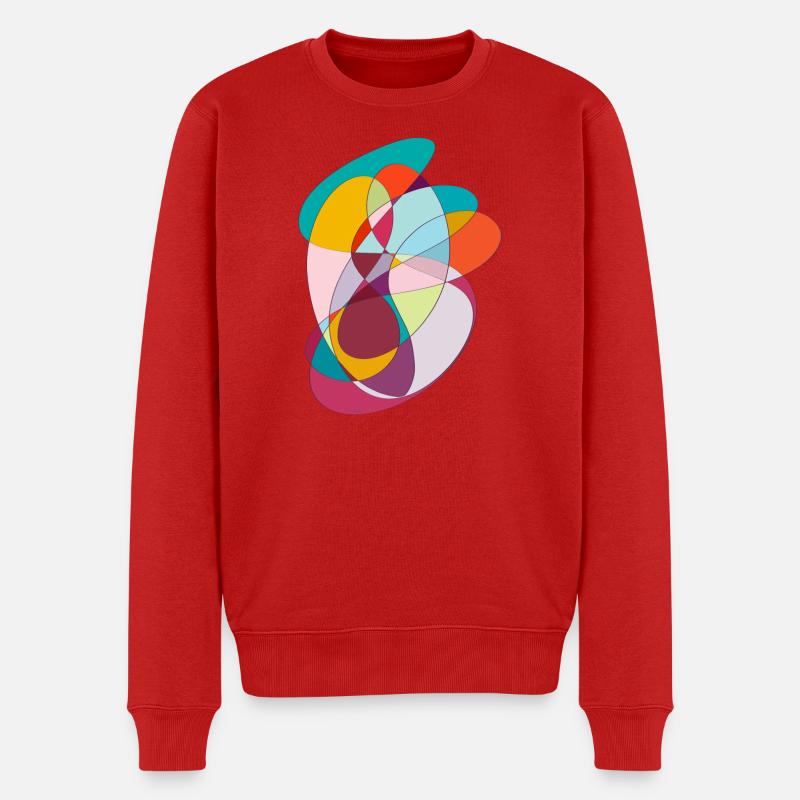 Farbüberlagerte Abstraktion - Männer Premium Bio Pullover - Rot