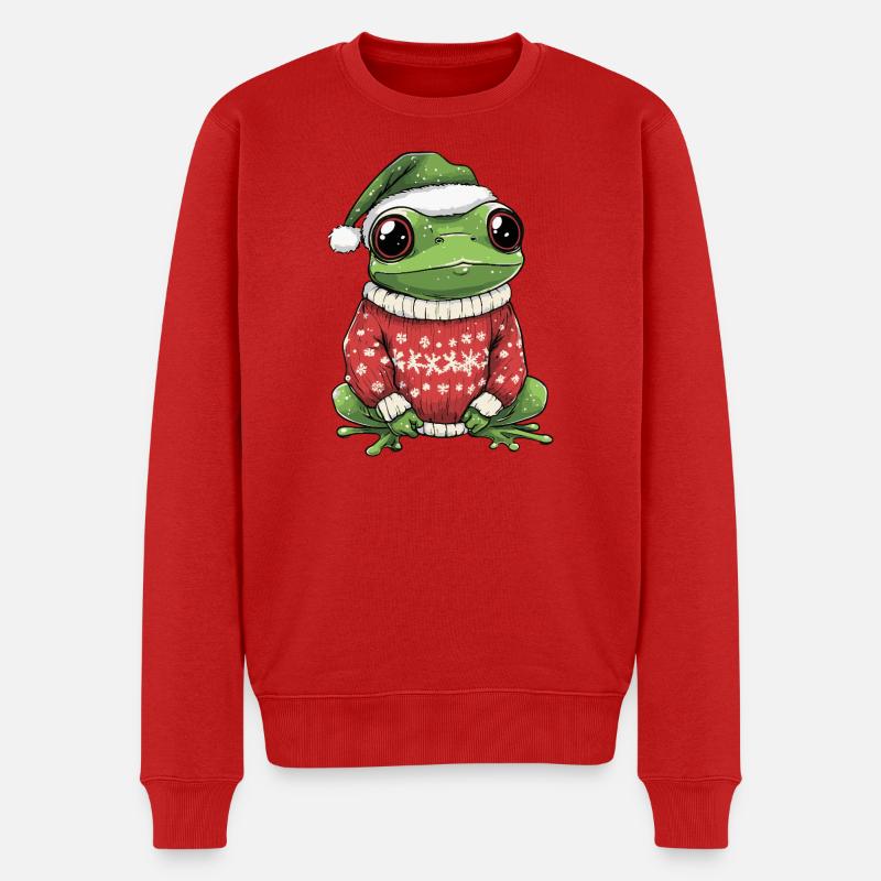 Frosch Weihnachten Xmas - Männer Premium Bio Pullover - Rot