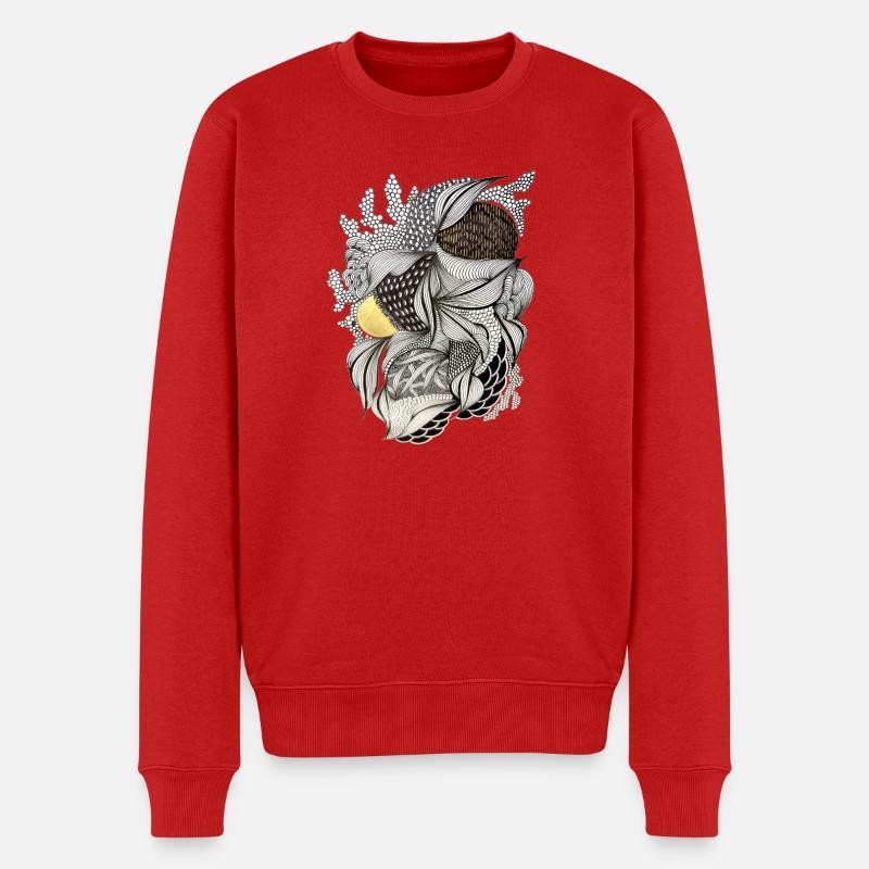 Blattgewebe Federlicht Muster - Männer Premium Bio Pullover - Rot