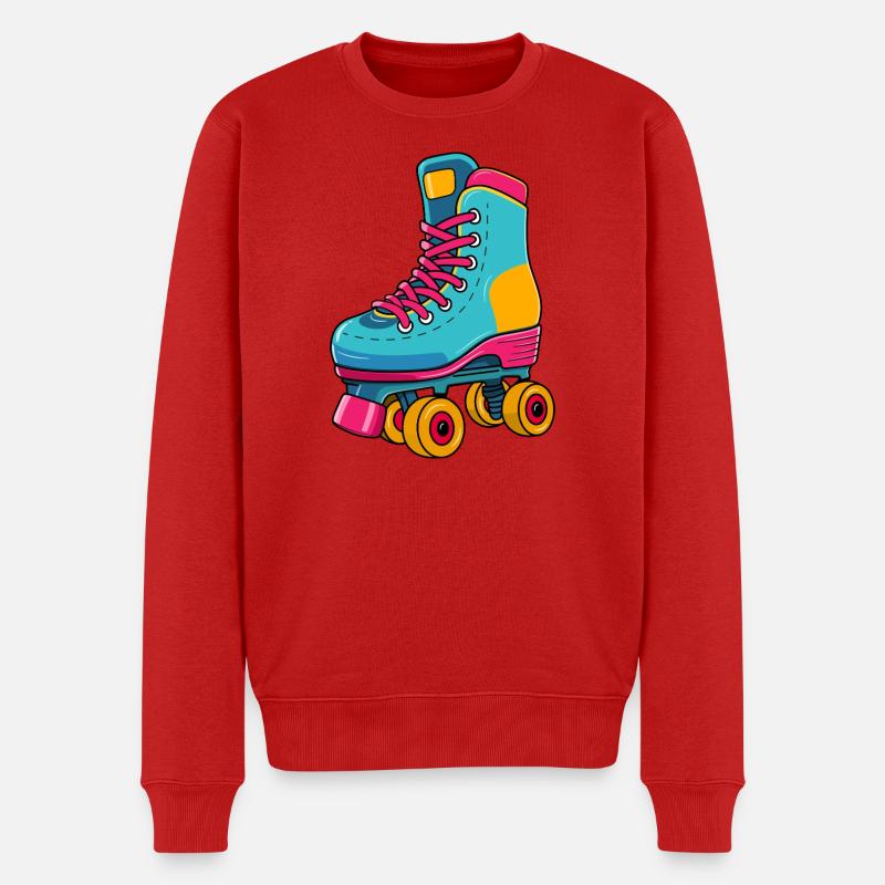 Retro Rollschuh – Bunt & Kultig - Männer Premium Bio Pullover - Rot