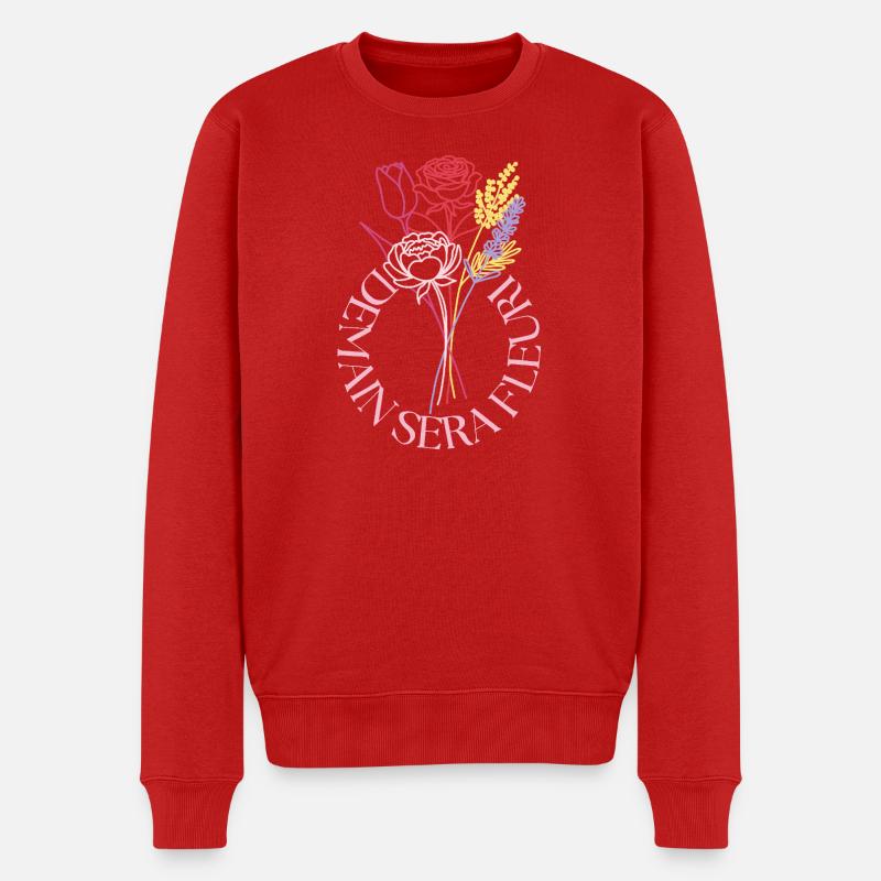 Bouquet de lignes pastel en cercle - Pull Premium bio Homme - rouge