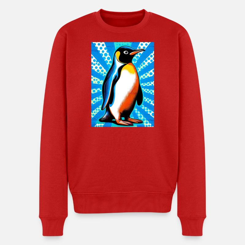 Pinguin - Männer Premium Bio Pullover - Rot