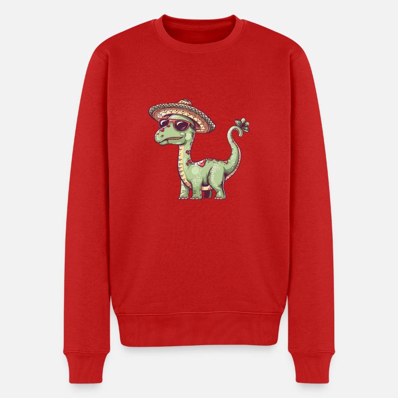 Dinosaurier brontosaurus Sombrero - Männer Premium Bio Pullover - Rot