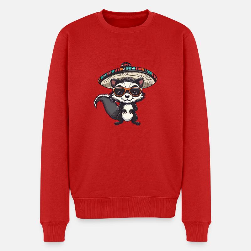 Stinktier Lustig Sombrero - Männer Premium Bio Pullover - Rot