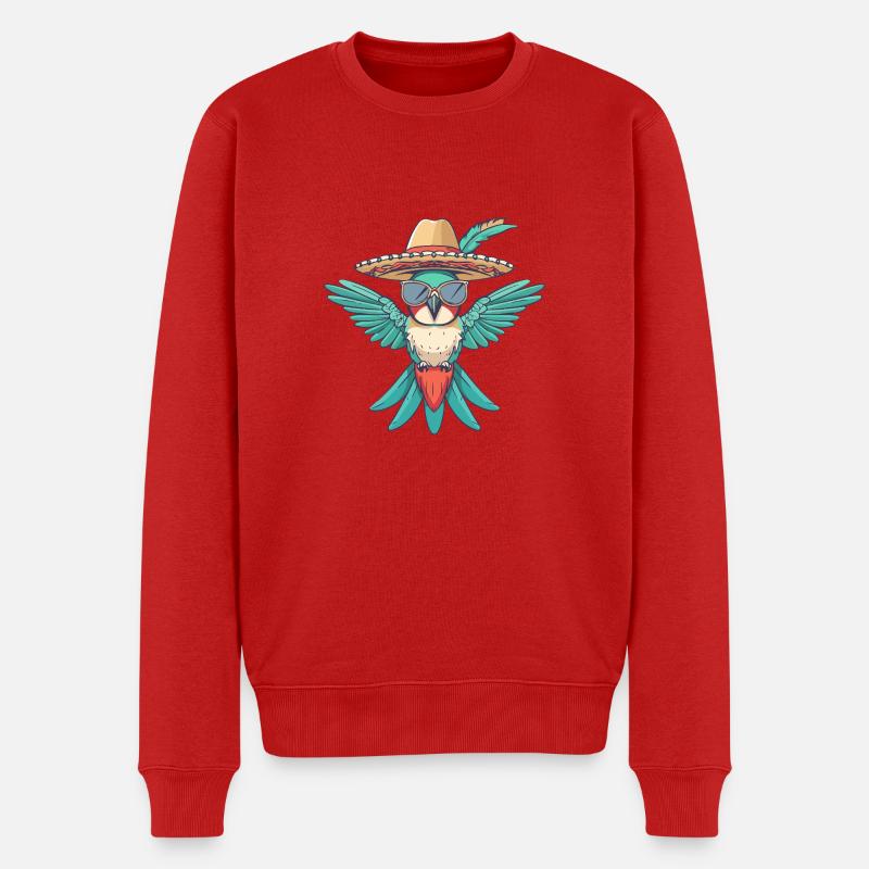 Colibri Oiseau Drôle Sombrero - Pull Premium bio Homme - rouge