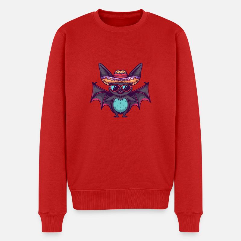Fledermaus Lustig Sombrero - Männer Premium Bio Pullover - Rot