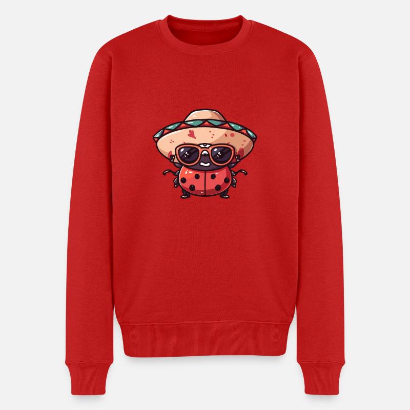 Marienkäfer Sombrero - Männer Premium Bio Pullover - Rot