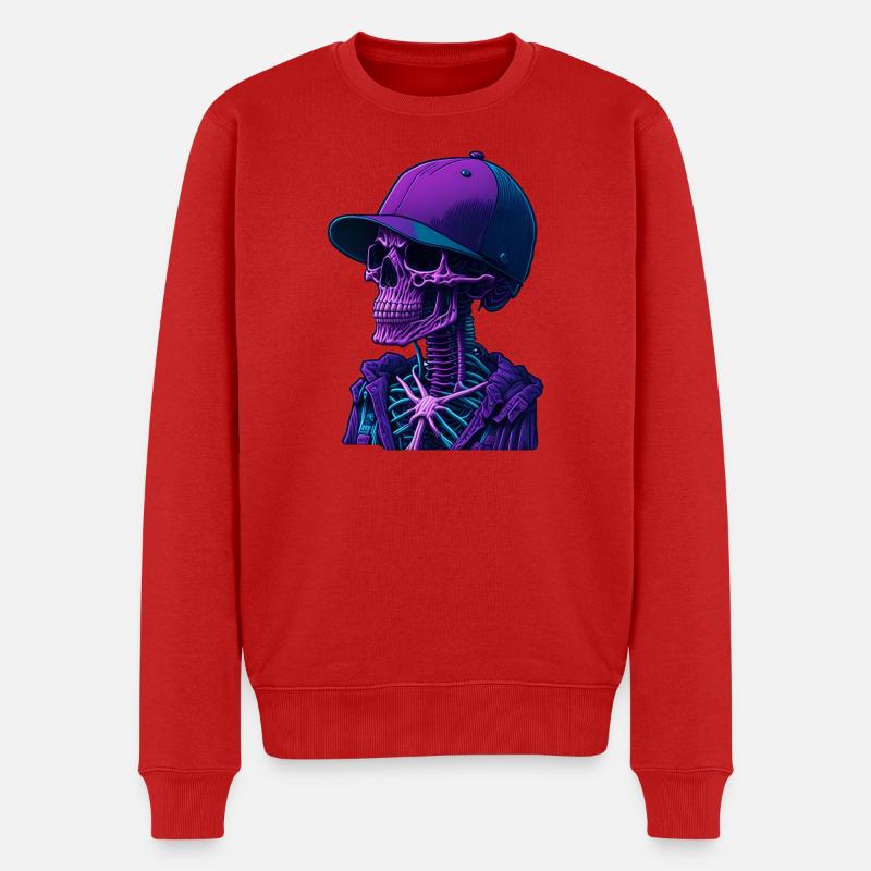 Squelette avec casquette - Pull Premium bio Homme - rouge