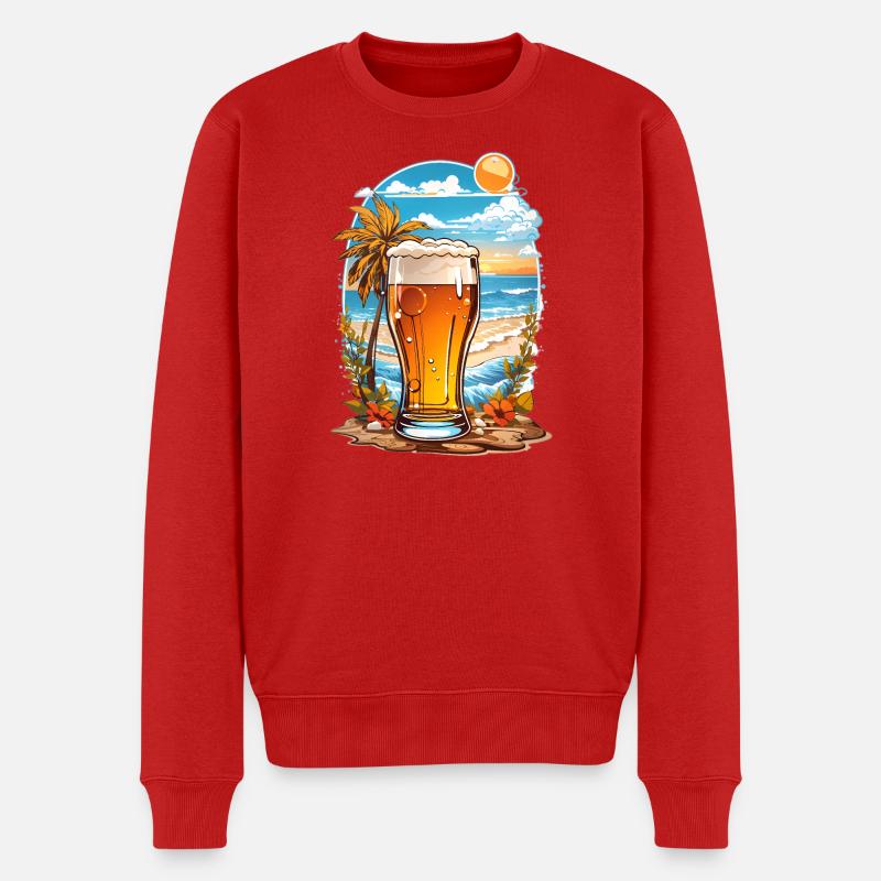 Strand Bier - Männer Premium Bio Pullover - Rot