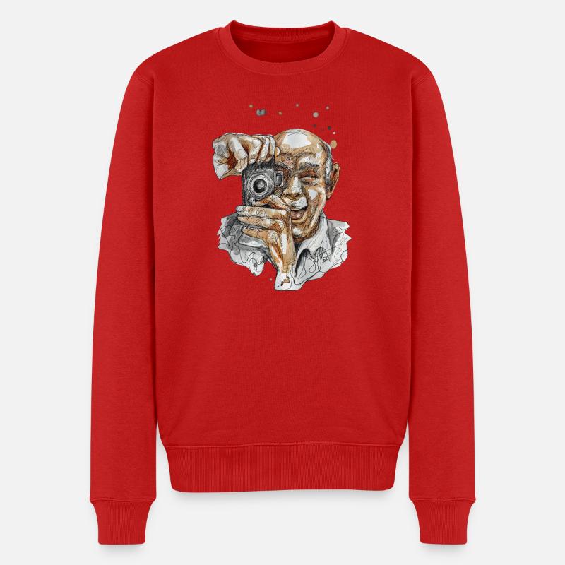 Selfie 2 illustration aquarelle carographique - Pull Premium bio Homme - rouge