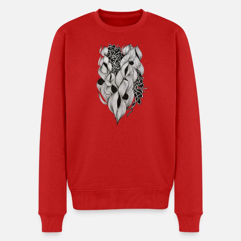 Verflochtenes Herzgeflecht - Männer Premium Bio Pullover - Rot