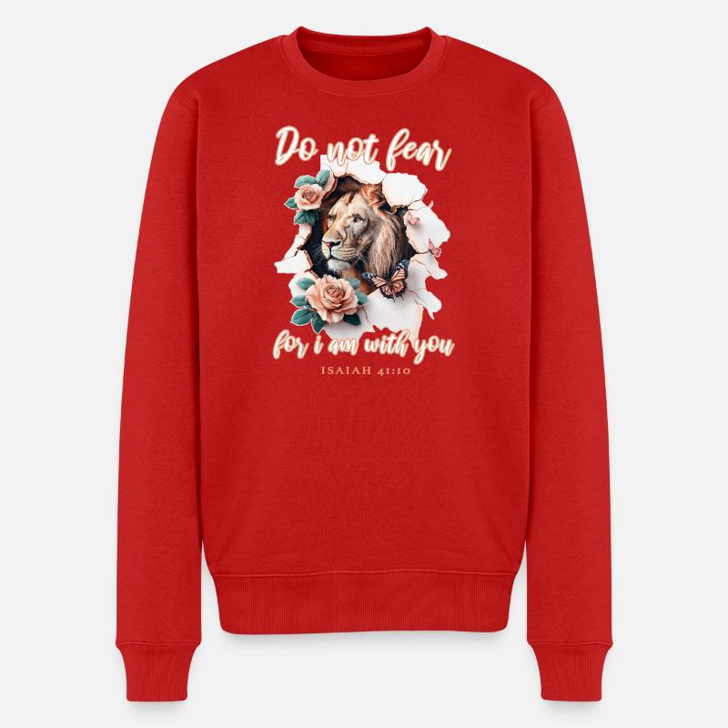Löwe Bibelvers - Männer Premium Bio Pullover - Rot