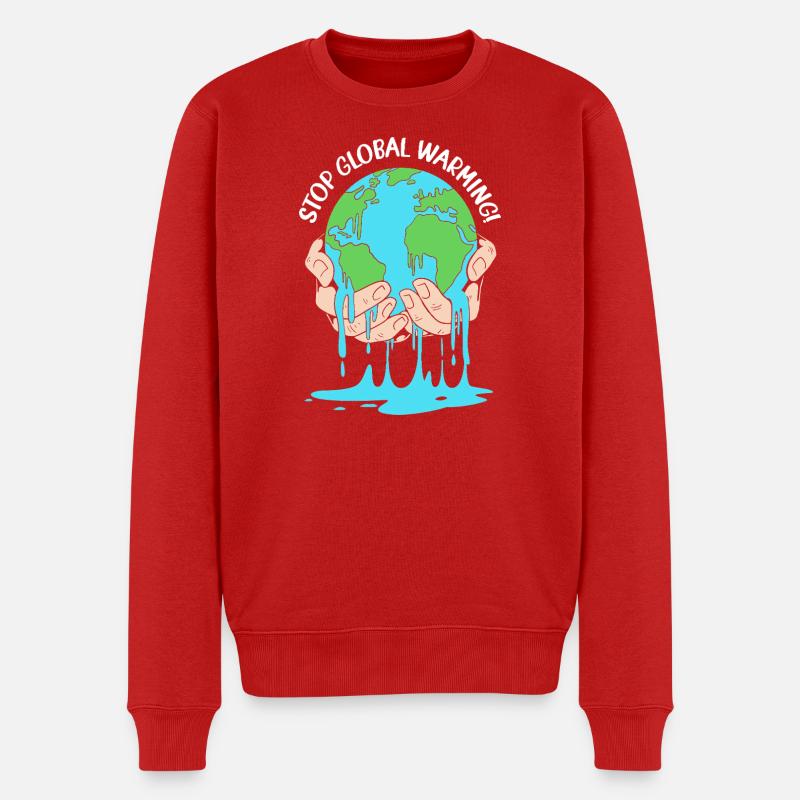 Klimawandel Umwelt Umweltschutz - Männer Premium Bio Pullover - Rot