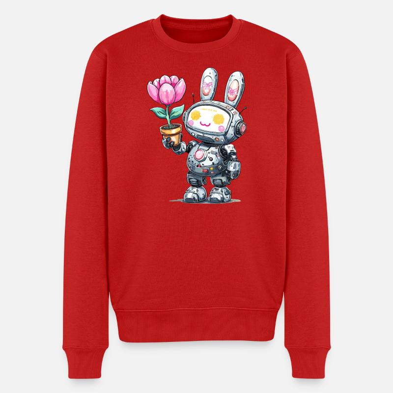 Robo-Lapin avec Fleur - Pull Premium bio Homme - rouge