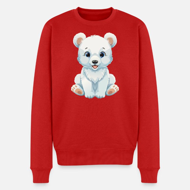 Cute Polar Bear - Männer Premium Bio Pullover - Rot
