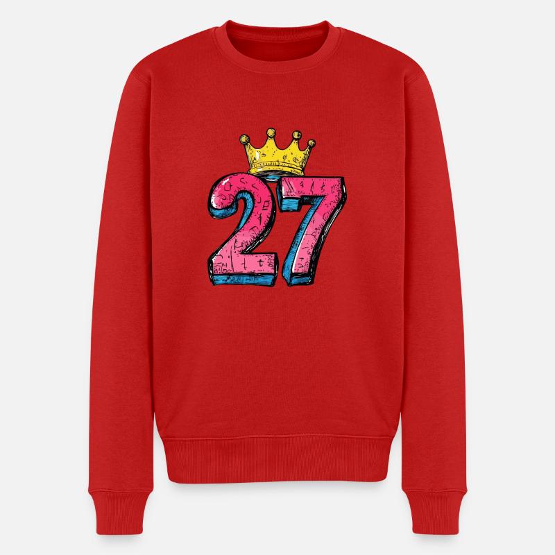 27 Zahl Krone - Männer Premium Bio Pullover - Rot