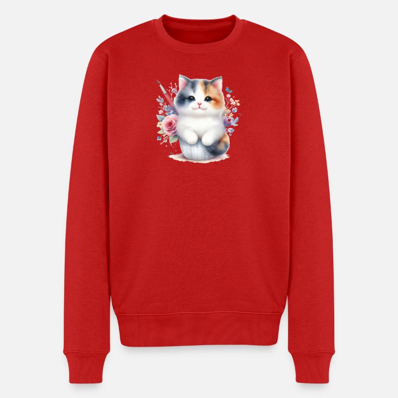 Süße Katze - Männer Premium Bio Pullover - Rot