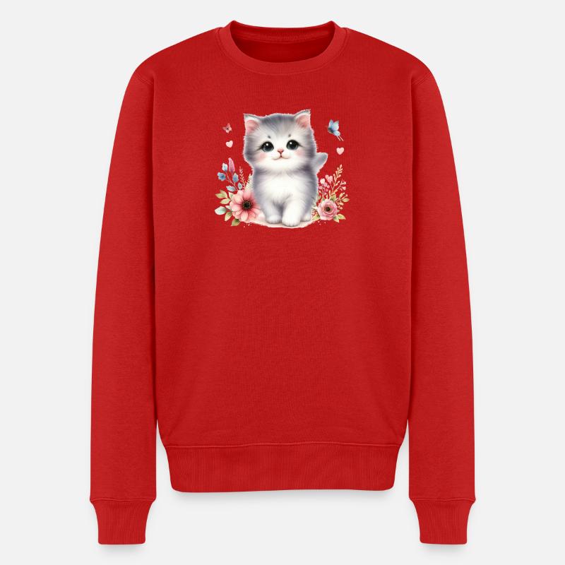 Chat mignon - Pull Premium bio Homme - rouge