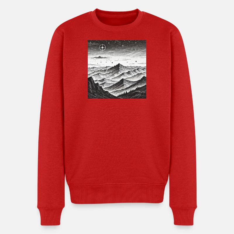 Stille Berglandschaft Sternenkreis - Männer Premium Bio Pullover - Rot