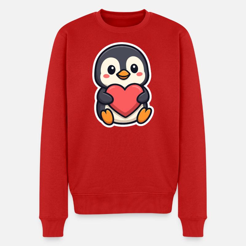 Pinguin verliebt Herz Freundschaft Valentinstag - Männer Premium Bio Pullover - Rot