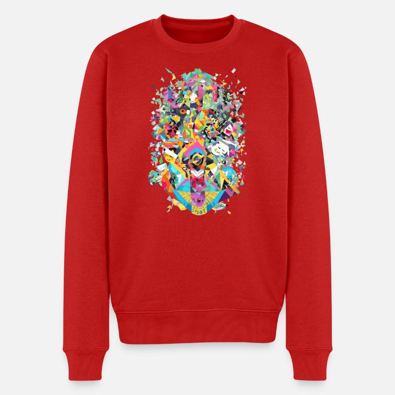 Design abstrait aux couleurs vives - Pull Premium bio Homme - rouge