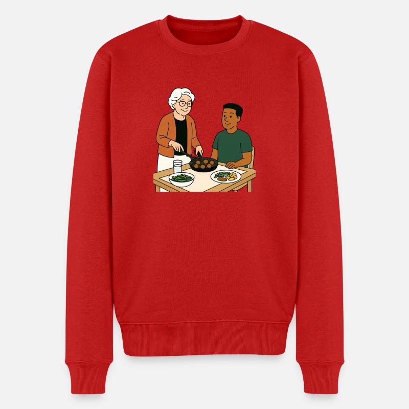 Oma Karin mit dem Enkel - Männer Premium Bio Pullover - Rot
