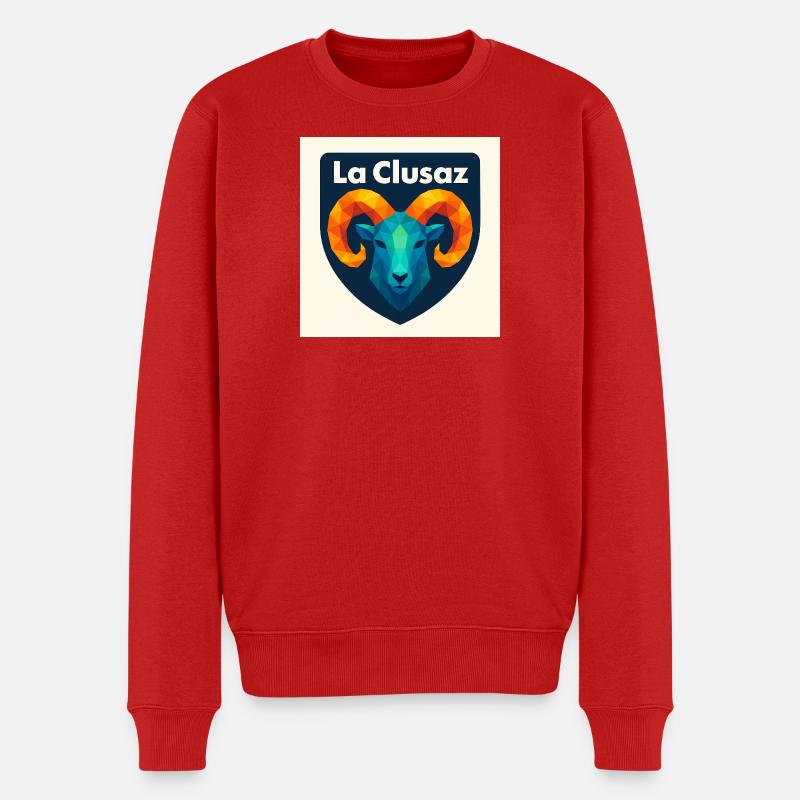La Clusaz Geometrisches Widderwappen - Männer Premium Bio Pullover - Rot