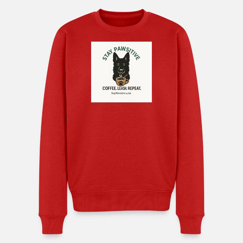 Stay Pawsitive Hund Kaffee Motiv - Männer Premium Bio Pullover - Rot