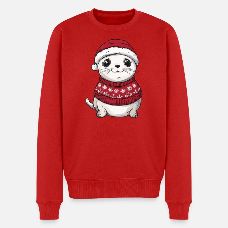 Noël de l’animal du phoque - Pull Premium bio Homme - rouge