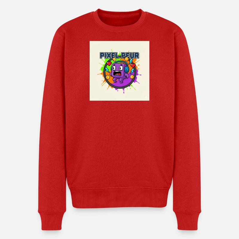 Pixel Peur Monstre Pixel Art - Pull Premium bio Homme - rouge
