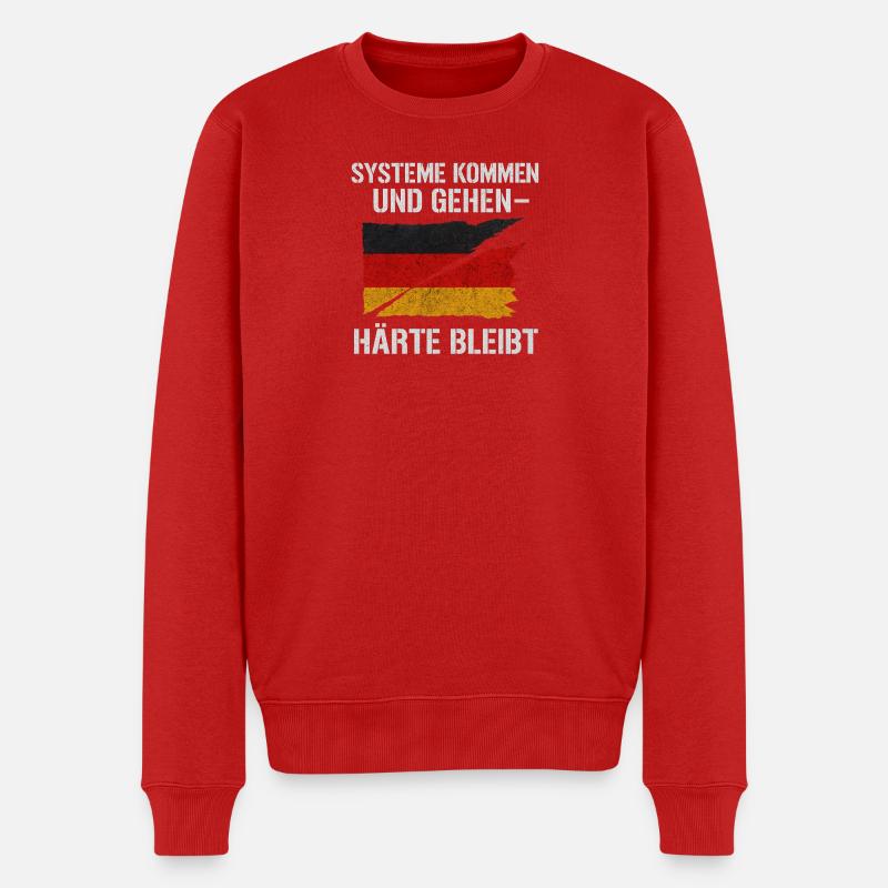 Systeme kommen und gehen – Härte bleibt - Männer Premium Bio Pullover - Rot