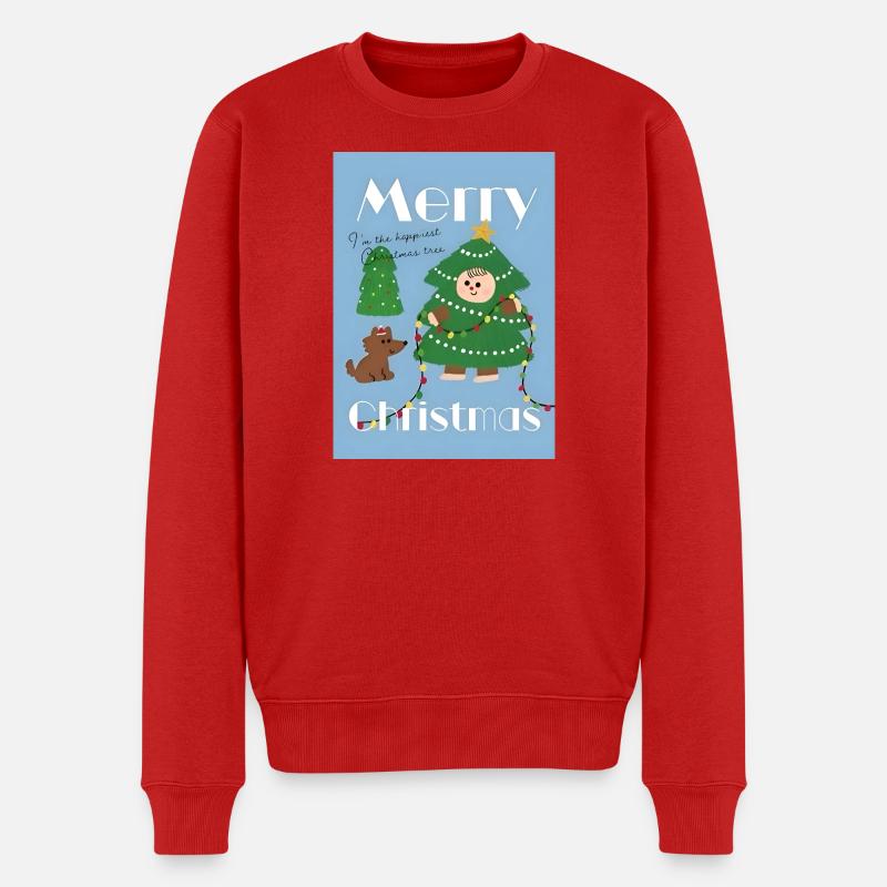 Illustration de sapin de Noël mignon - Pull Premium bio Homme - rouge