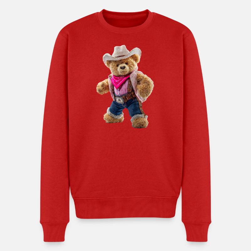 Cowboy Bär Kuschelheld - Männer Premium Bio Pullover - Rot