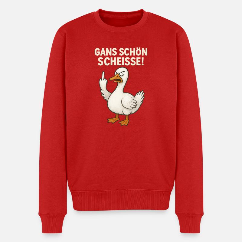 Gans Schön Scheiße - Männer Premium Bio Pullover - Rot